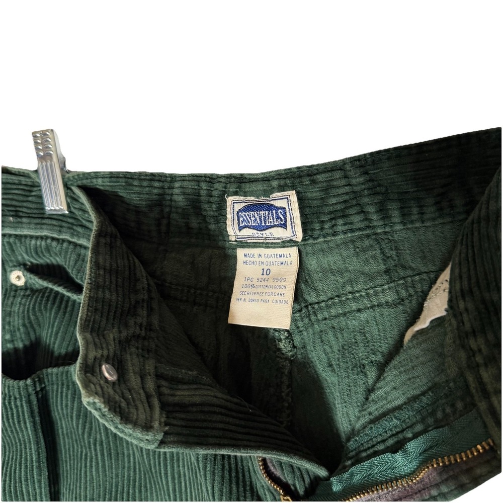 Vintage Essentials Green Wide Wale Corduroy Pants Women's Size 10 High Rise 90s - Picture 8 of 8